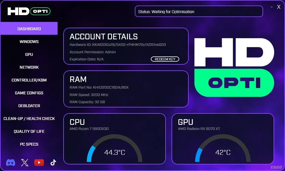 HD OPTI App Screenshot