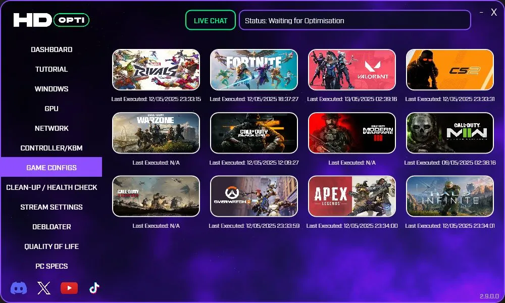Game Config Section