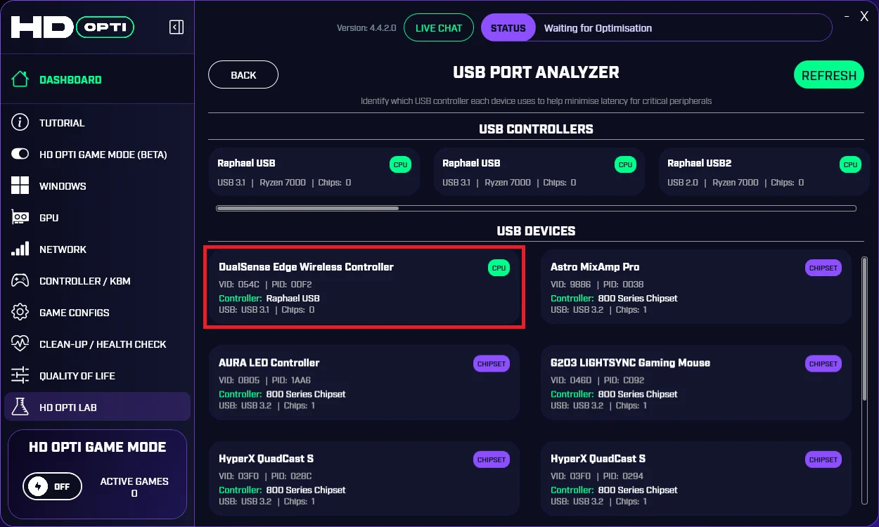 Controller connected to CPU-direct USB with green CPU icon